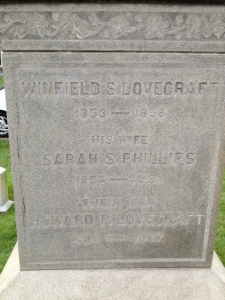 Lovecraft family monument, Swan Point Cemetary. For 40 years this was the only marker indicating where he was buried (his name is at the bottom)